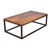 Iron Mango Wood Long Industrial Coffee Table